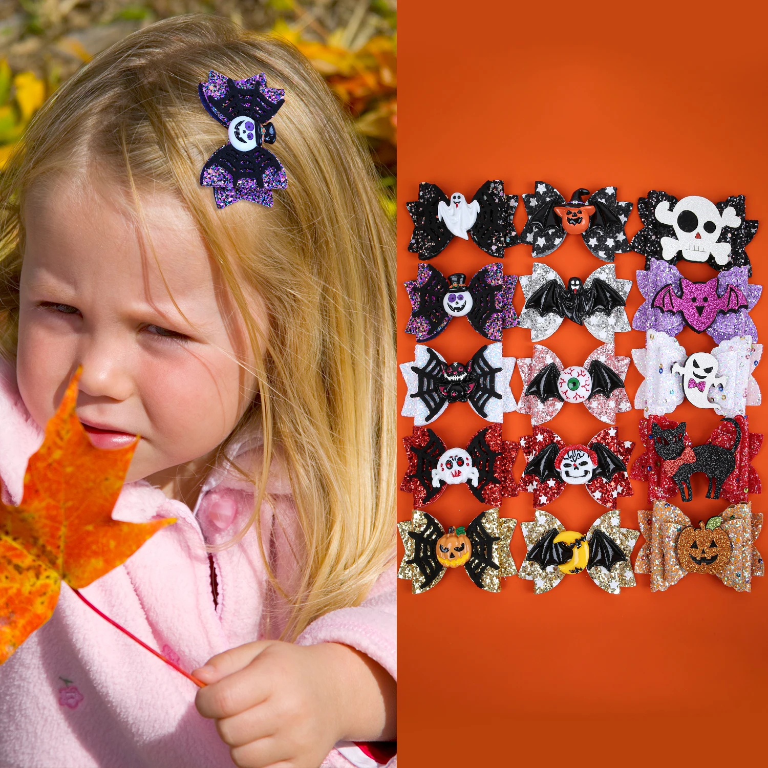 Fashion Halloween Hair Clips Pumpkin Devil Hair Bows Hairpins Girls Festival Party Cosplay Barrettes Clips Kids Hair Accessories