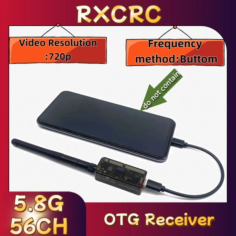 

RXCRC 5,8G 56CH аудио FPV приемник UVC OTG аналоговый AV-сигнал для Android мобильного телефона планшета смартфона передатчик RC Drone