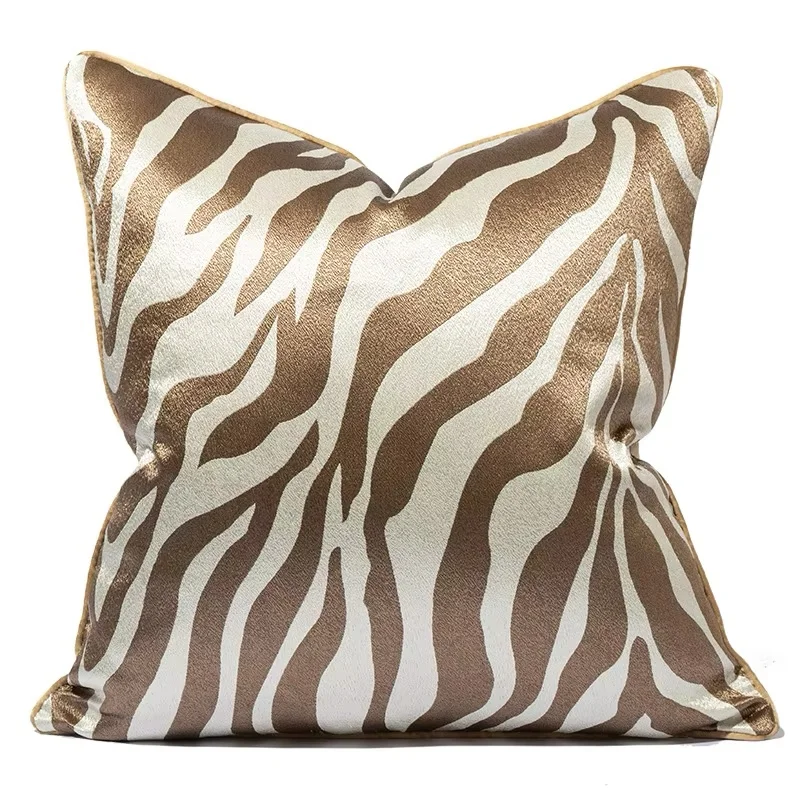 Zebra nyomtatás párnák Khakiszínű Barna jacquard Dúcsüveg esetben 45x45 50x50 Dohosodik decorativa Alátét fedezze számára Dívány fotel haza decorations