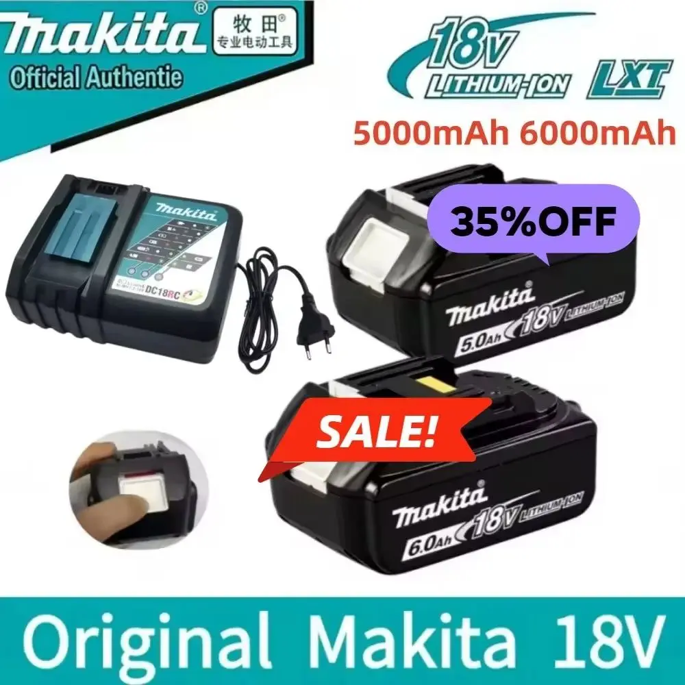 

Makita Original 18V Battery 6.0Ah 5.0Ah Compatible with BL1830B BL1850B BL1850 BL1840 BL1860 BL1815 DC18RC for Power Tools