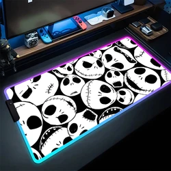 The Nightmare Before Christmas Jack Skellington LED Mousepad Computer Gamer Mouse Pad RGB Laptop Cabinet Desk Mat Keyboard Rug
