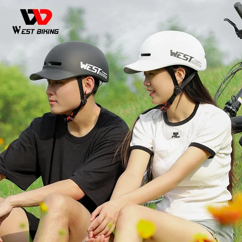 WEST BIKING Electric Scooter Helmet With Sun Visor Unisex Touring Bike City Commuter Bike Safety Helmet Extended Brim Sport Gear