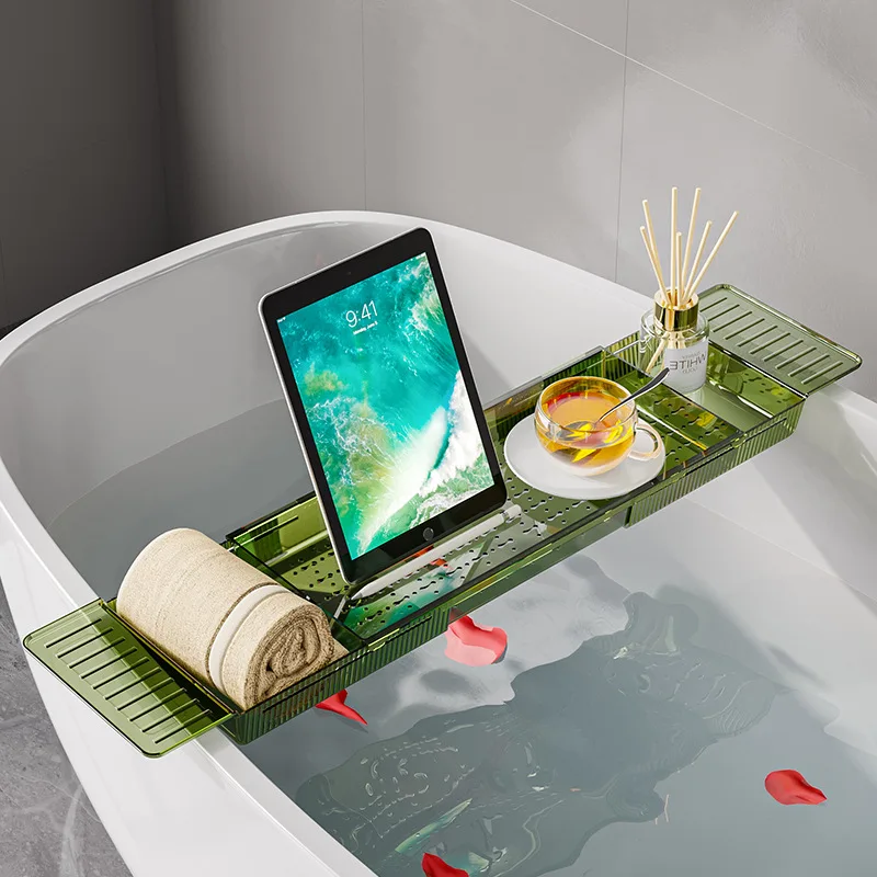 

Retractable Bathtub Tray Bath Tub Accessories Bathroom Shelf Cellphone Holder Computer Stand Sheer Kitchen Sink Storage Shelf