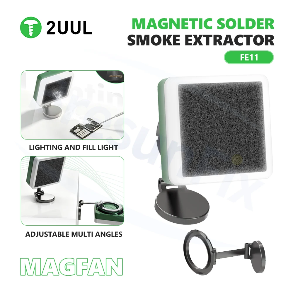2UUL FE11 MagFan Magnetic Solder Smoke Extractor Magnetic Mount for Phone Repair PCB IC Soldering Lighting Fume Extraction Tool