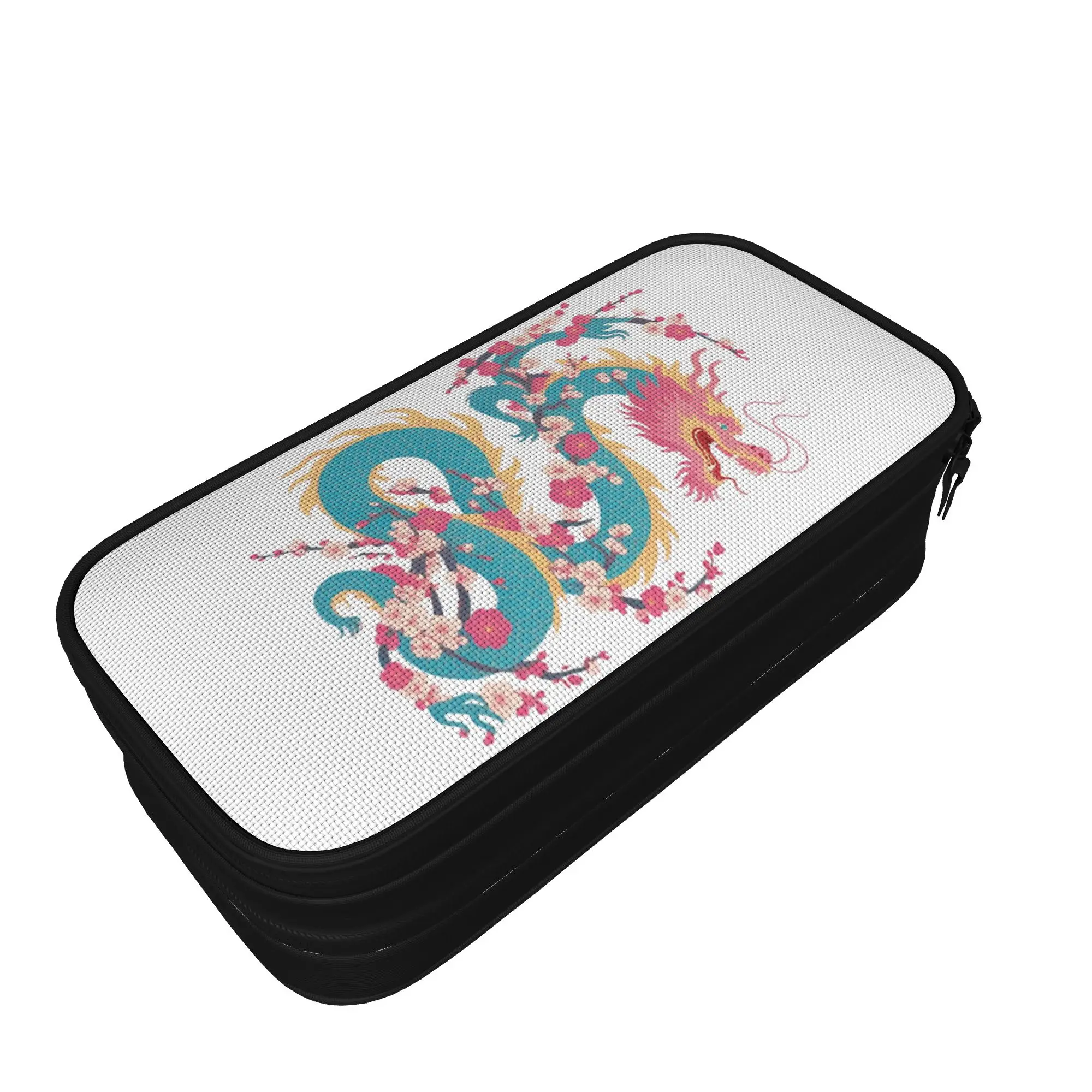 Japanese Dragons Pride Flag Colors Floral Pencil Cases Sakura Pen Box Bags Large Storage School Zipper Pencilcases Stationery
