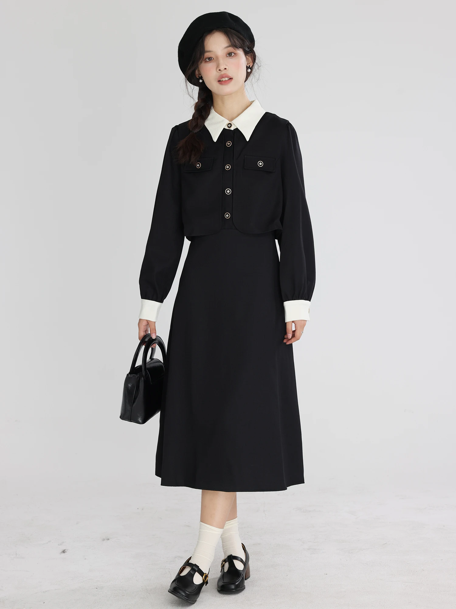 

Новая длинная юбка Heben Sle Bla Dr Tee-Inch Lotus Spring 2026, имитация двухслойной, малого размера, с завышенной талией, французский стиль, полиэстер...