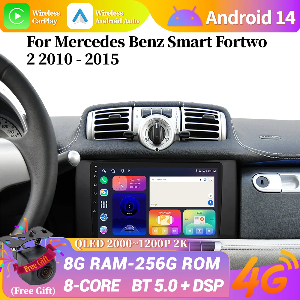 

Android 14 For Mercedes Benz Smart Fortwo 2 2010 - 2015 Car Raido Stereo DSP Multimedia Video Player CarPlay Autoradio GPS 4G