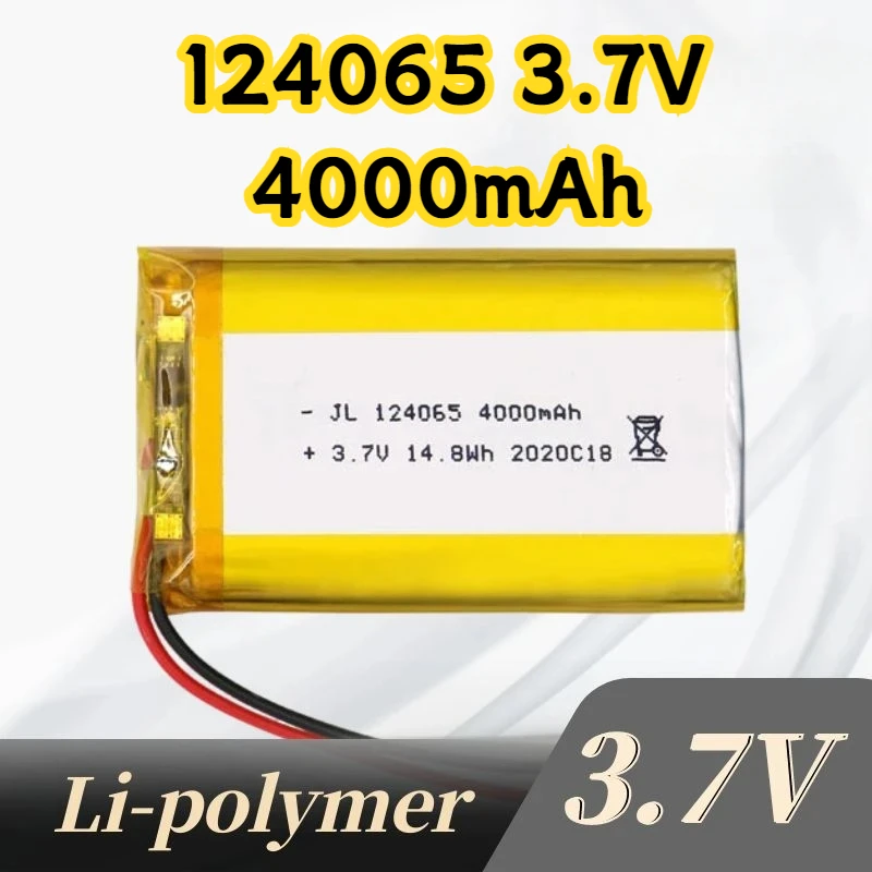 

5PCS 124065 3.7V 4000mAh Polymer Lithium Battery High Capacity Jst PH 2.0mm 2pin Plug Hand Warmers Tablet Medical Devices Camera