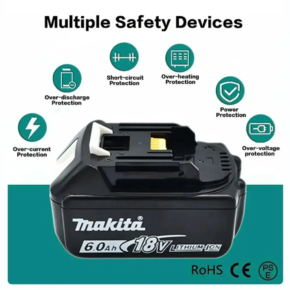 Makita18V 6.0AHoriginal  with LED lithium-ion replacement LXT BL1860B BL1860 BL1850 rechargeable power tool battery