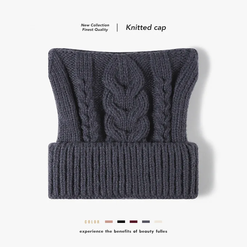 

Теплые шапочки для взрослых на открытом воздухе, вязаная вручную шапка с кошачьими ушками, шапка с жареным тестом, женская шапка для покупок, путешествий, отпуска, катания на лыжах, холодная шапка