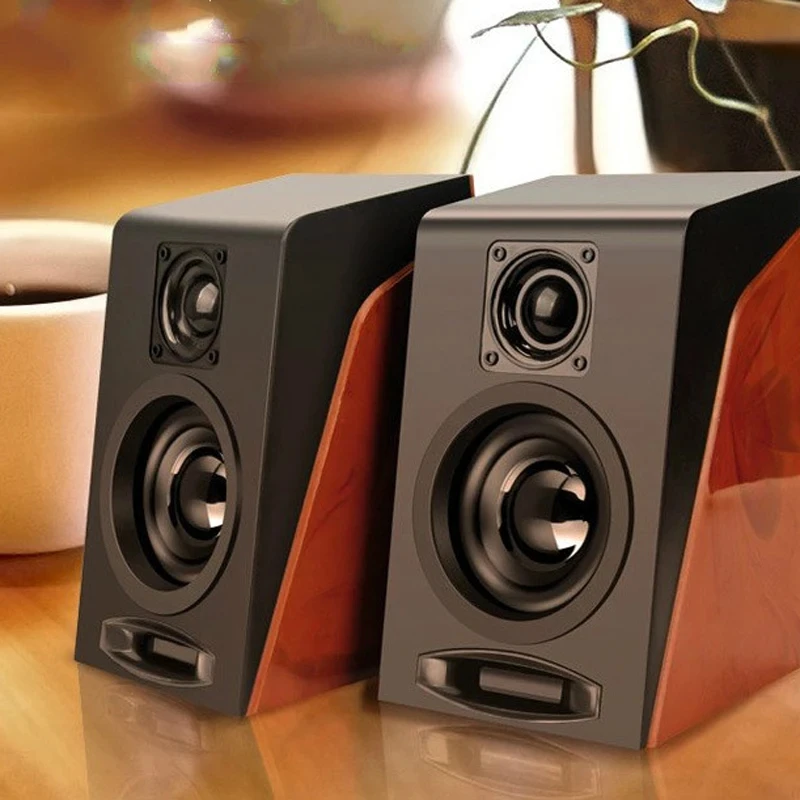 

USB Wired Wooden Combination Speakers Computer Speakers Bass Stereo Music Player Subwoofer Sound Box For PC Phones