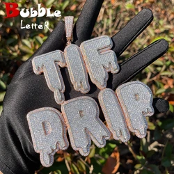 Bubble Letter Custom Name Necklace for Men Two Tone Iced Out Personalized Pendant Micro Pave Hip Hop Jewelry 2023 Drop Shipping