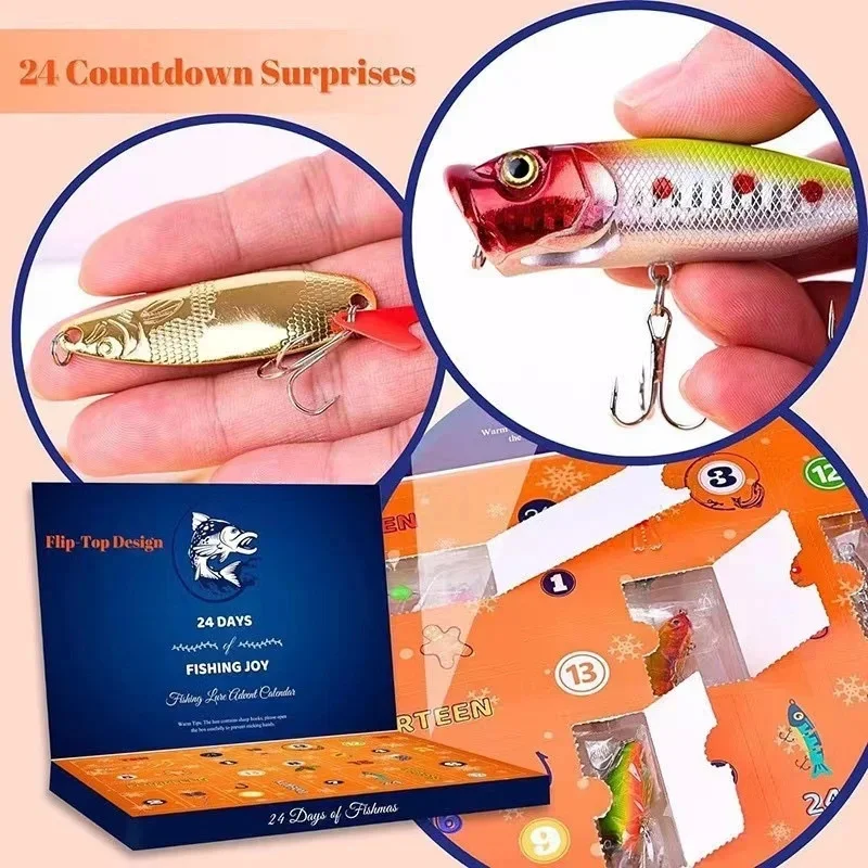 

2024 Christmas Fishing Lures Advent Calendar 24 Days Countdown Calendars Holiday Themed Christmass Surprise Gift For Fishermen