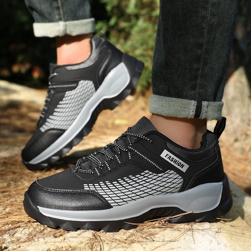 

Shoes for Men Breathable Non Slip Outdoor Casual Lace Up Hiking Sneakers Wear Resistant and Odor Proof Outdoor Hiking Shoes
