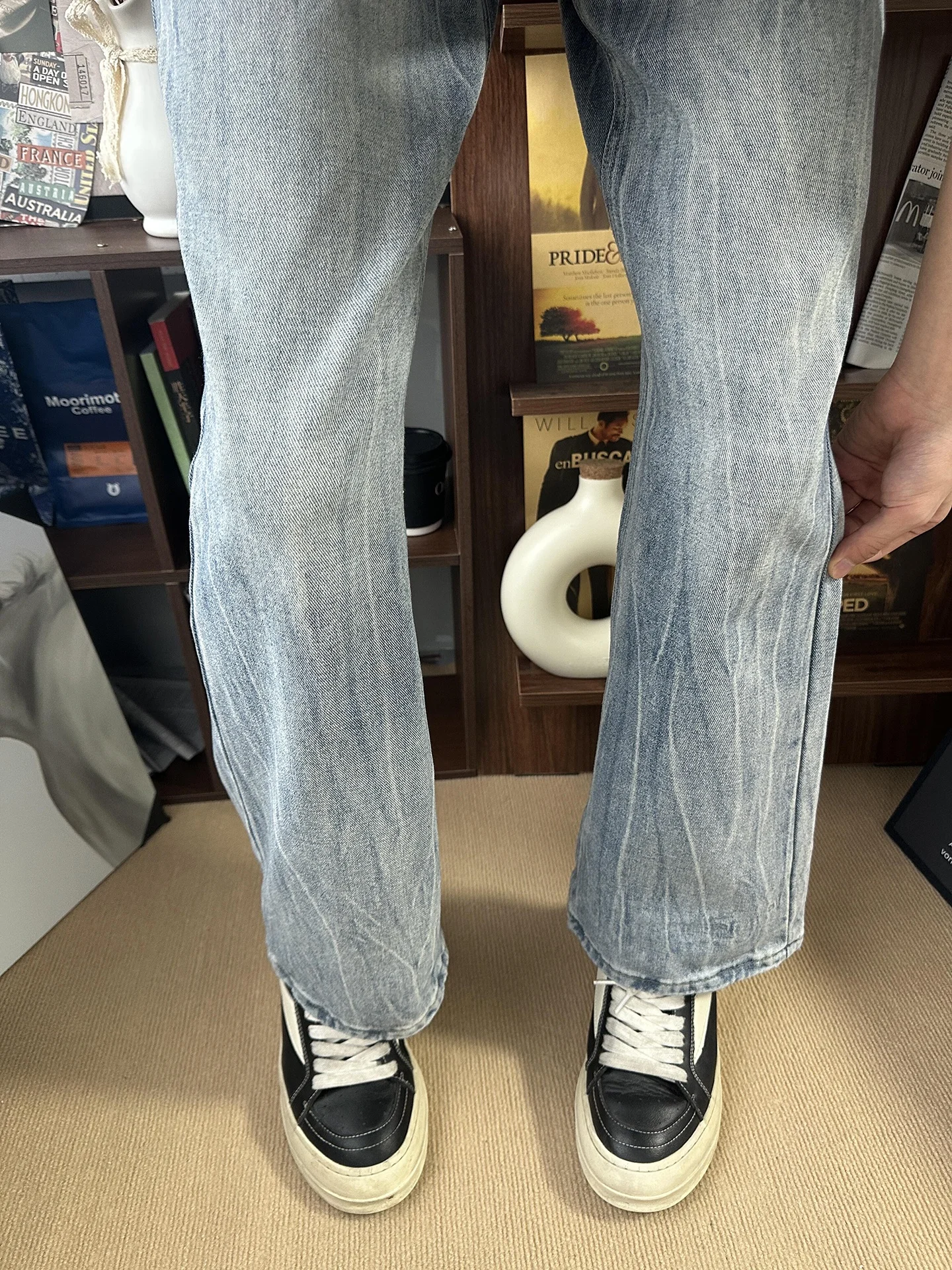 

Blue Lightning Pattern Cowboy Jeans Men's High Street Sle Slimming Flared Straight Leg Pants Autumn Faion Brand Vibe