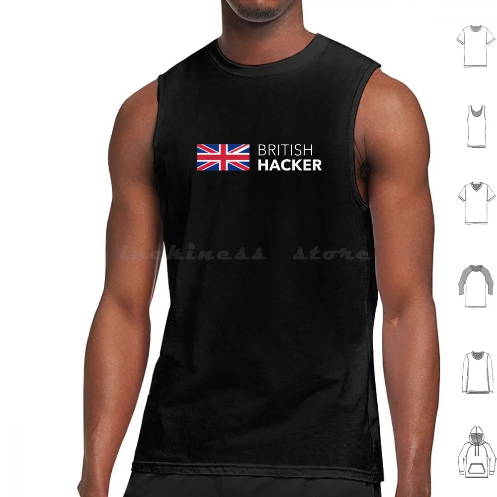 British Hacker Tank Tops Print Cotton British Hacker Hack British Uk England Flag Uk Flag Hacker Security Cyber