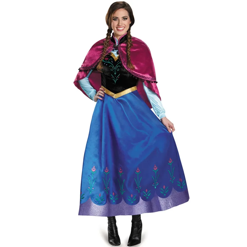 Frozen Anna Prinses Lange Jurk Volwassenen Sneeuw Koningin Elsa Cosplay Kostuum Sprookje Feestjurken Voor Vrouwen Halloween Verkleedkleding