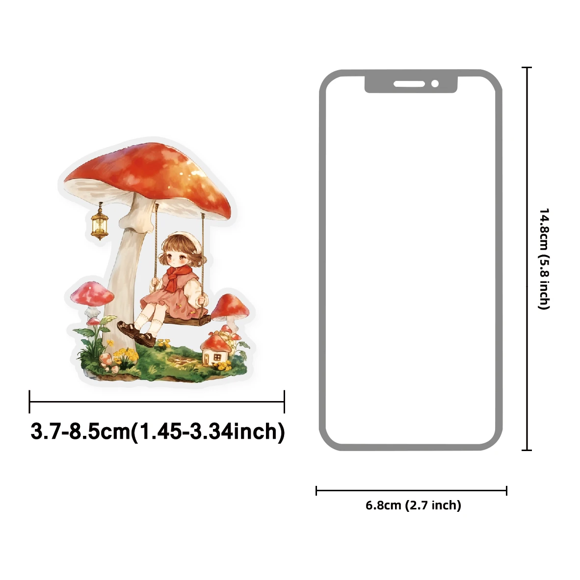 Etori Life Mushroom Castle 10Pcs Forest Mushroom Girl Stickers Fairy Tale Style Journal Decoration Materials for Children's Gift Bags, Laptop, Phone Stickers, Room Decoration, Office Decoration Accessories, Handmade Scrapbooking Supplies, DIY Crafts, School Supplies, Encouragement Stickers, Children's Stationery Stickers