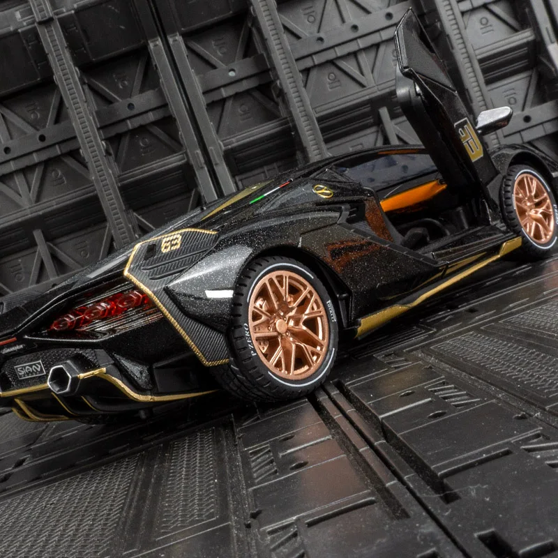 1:24 alloy supercar model car ornaments collection, doors can be opened, children's regenerative sound and light toys