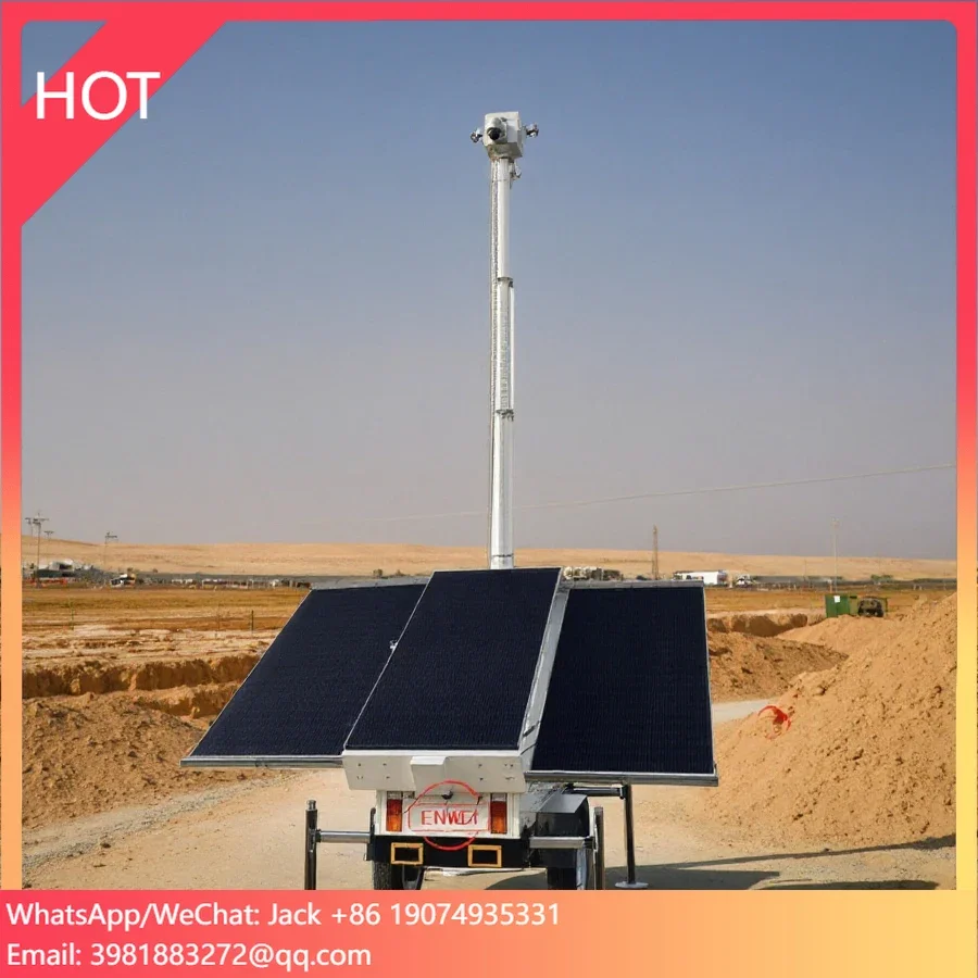 Flexible Mobility Solar Powered Security CCTV Trailers For Temporary Monitoring