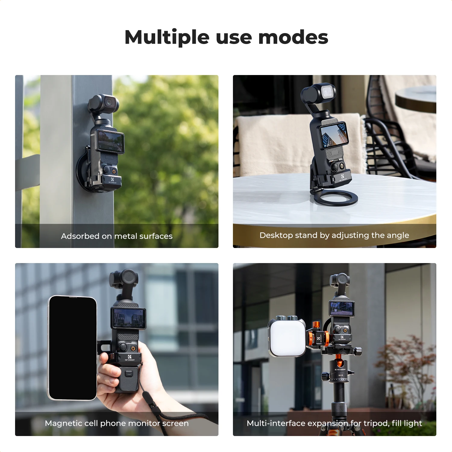 K&F Concept Magnetic Mount Stand for DJI Osmo Pocket 3 Aluminum Alloy Magnet Expansion Adapter Suction Bracket for Osmo Pocket 3