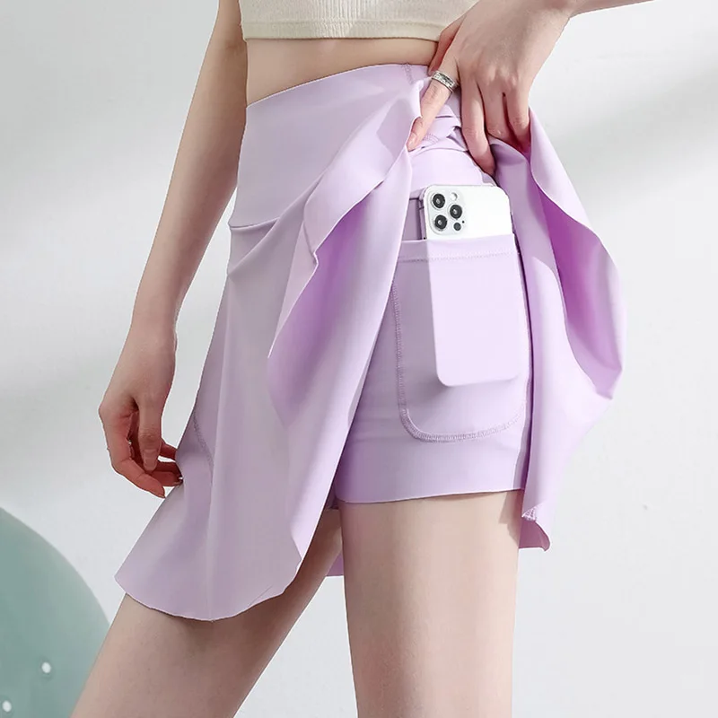 

Женская спортивная мини-юбка с высокой талией и карманом, дышащая, для тенниса, йоги, гольфа, летняя, для бега, фитнеса, активного отдыха на природе