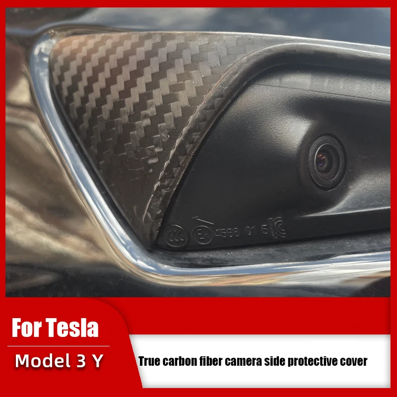 100% Real Carbon Fiber For Tesla 2021 2022 2023 Model Y 3 Fender Side Camera Protective Cover Accessories Glossy Matte Color