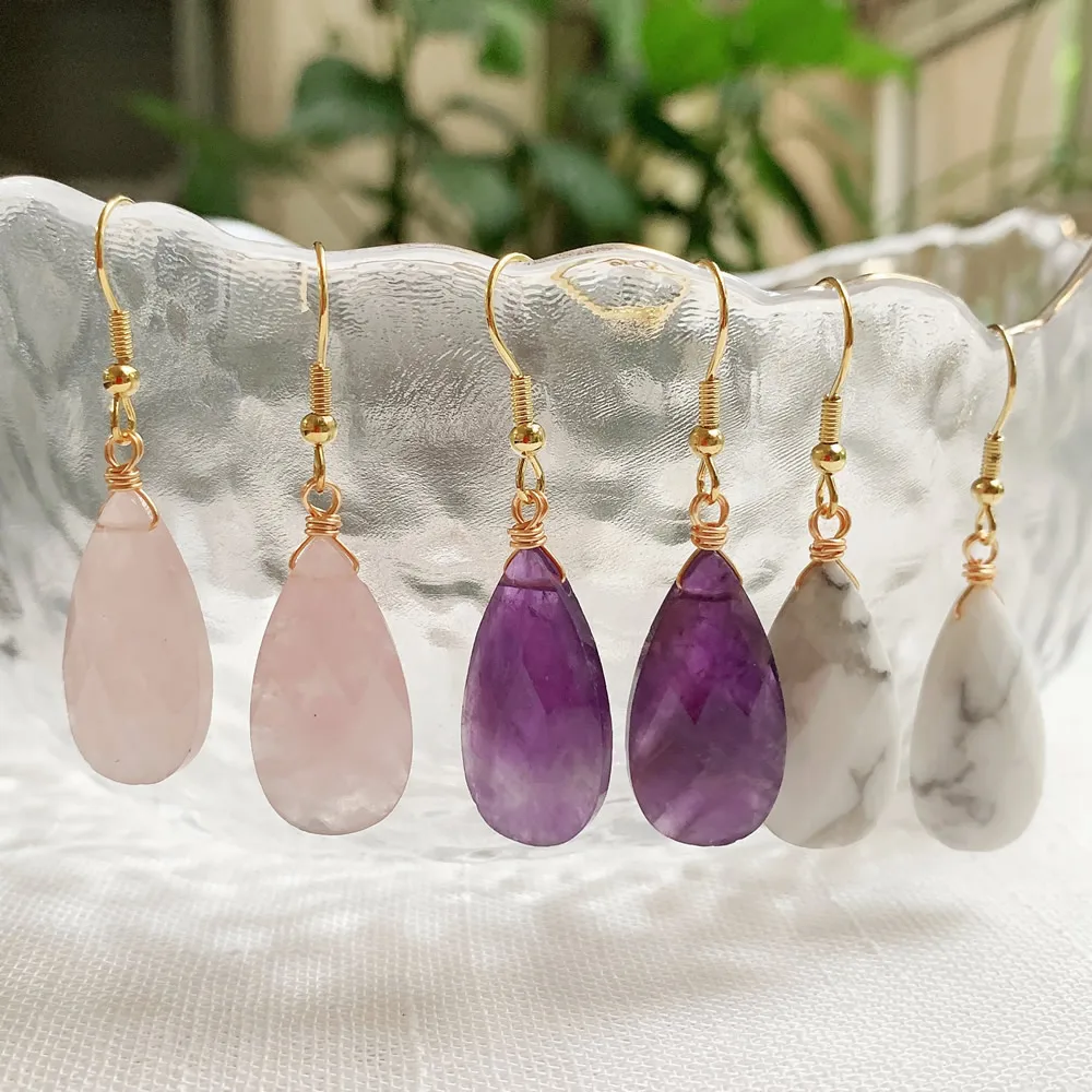 

Серьги из лазурита и аметиста, элегантные серьги из натурального кристалла, блестящие длинные серьги-кисточки для женщин
