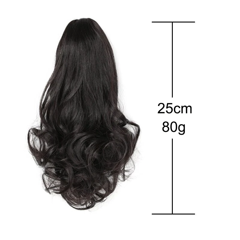 10Inch Synthetic Short Wavy Curly Ponytail Claw Clip in Hair Extension Brown Blonde Black Hairpiece for Women