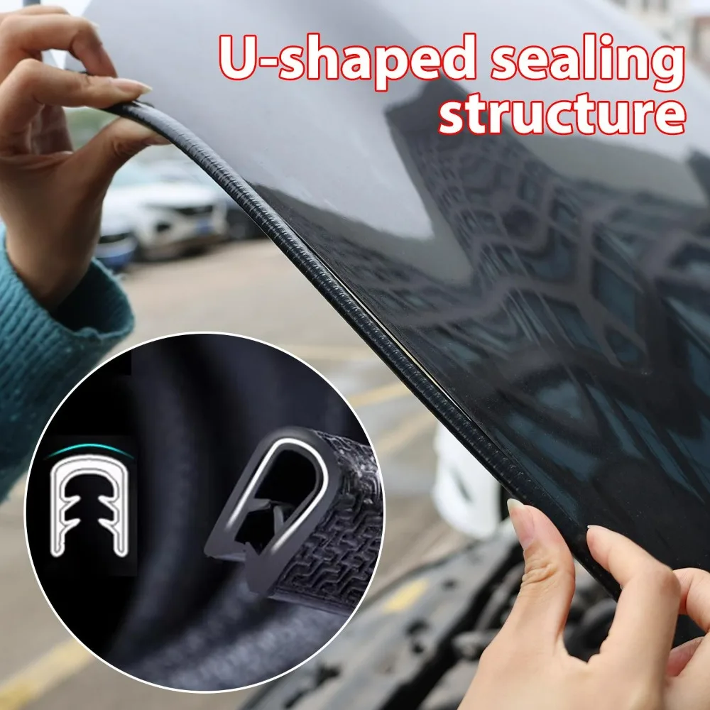 Car Door Seal Strip Universal Auto Edge Guard U-shaped Slot  Anti Scratch Protection Rubber Weatherstrip Car Styling Accessories