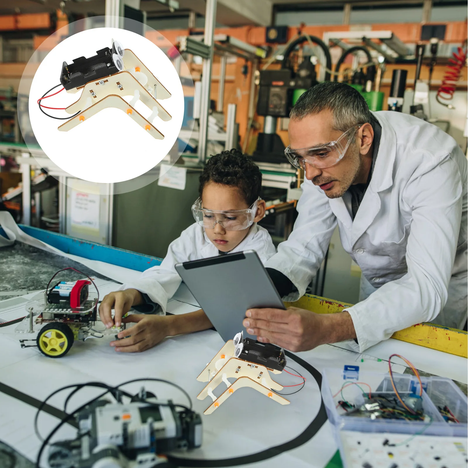 

Vaguelly Robot Kit Electric Motor Wooden Science Toy for Kids Spider Building Set Toddler Educational Gift