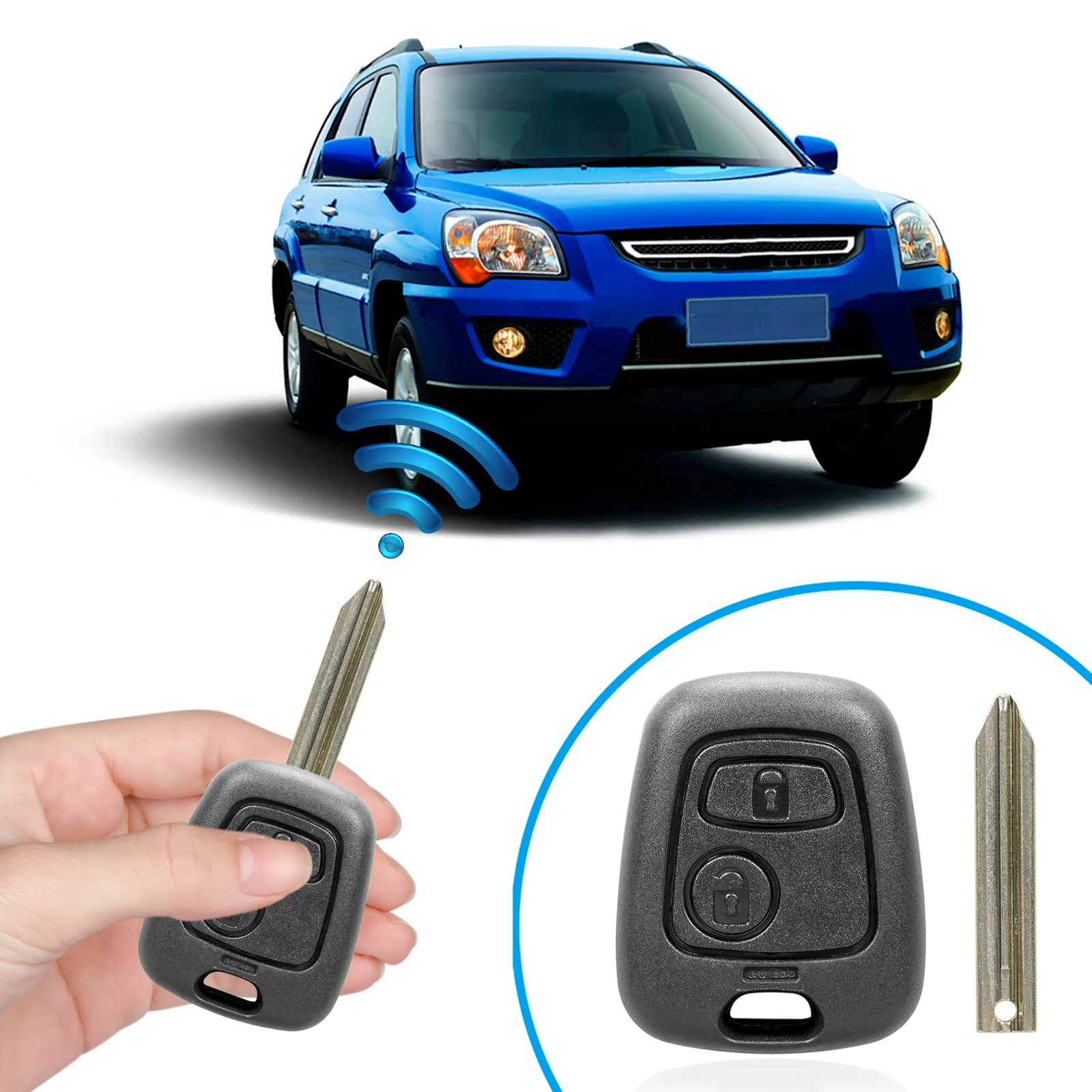 2 Button Keyless Entry Remote 433MHz Remote Car Key Fob Car Keyless Entry Remote Control for Citroen Saxo Picasso Xsara Berlingo