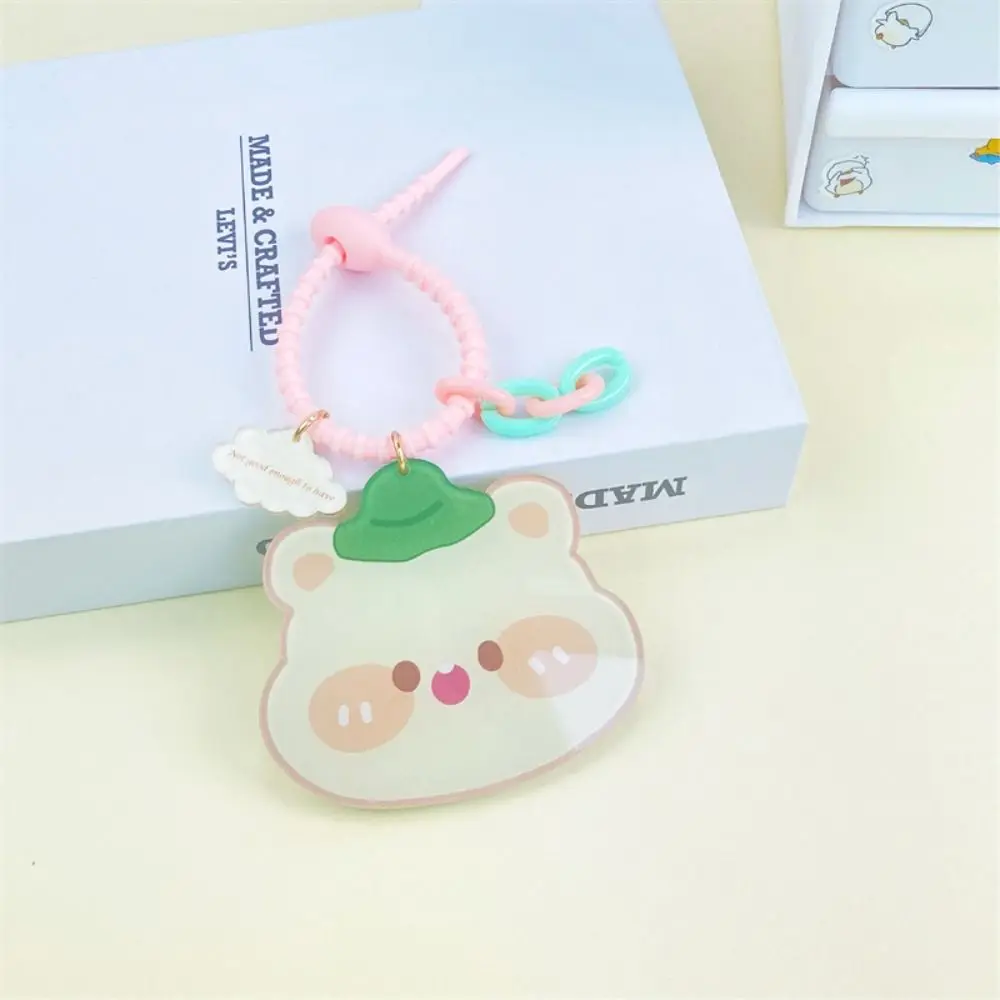 Tulip Flower Flower Small Mirror Cartoon Keychain Acrylic Small Mirror Portable Flower Mirror Keyring Little Bear Mini
