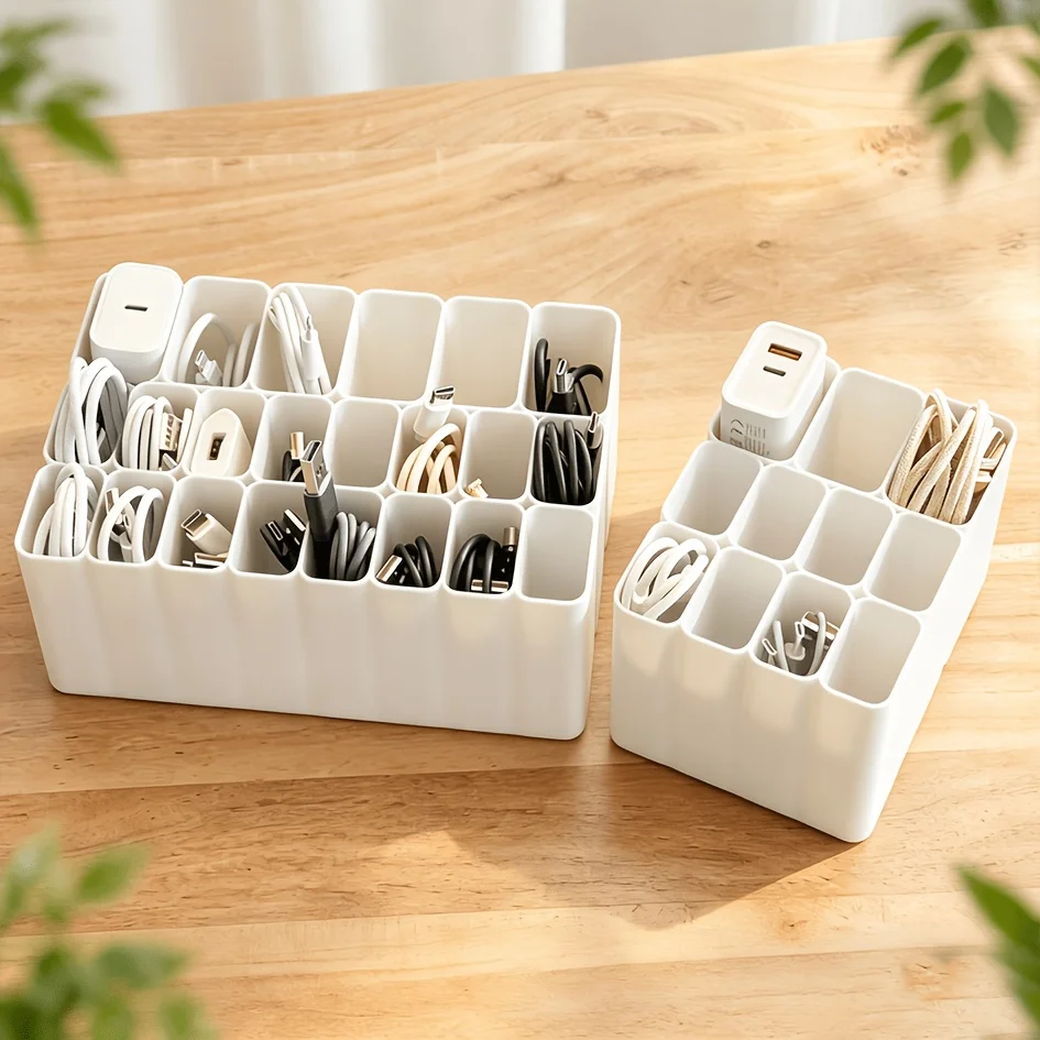 1pc 11/22-Slot USB Cable Organizer, Desktop Drawer Cable Tidy for Home and Office