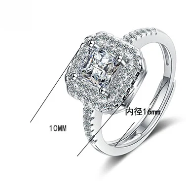 2023 cincin jari jimat CZ bening persegi halus perak Sterling 925 asli dapat disesuaikan untuk wanita perhiasan pertunangan pernikahan RHR718