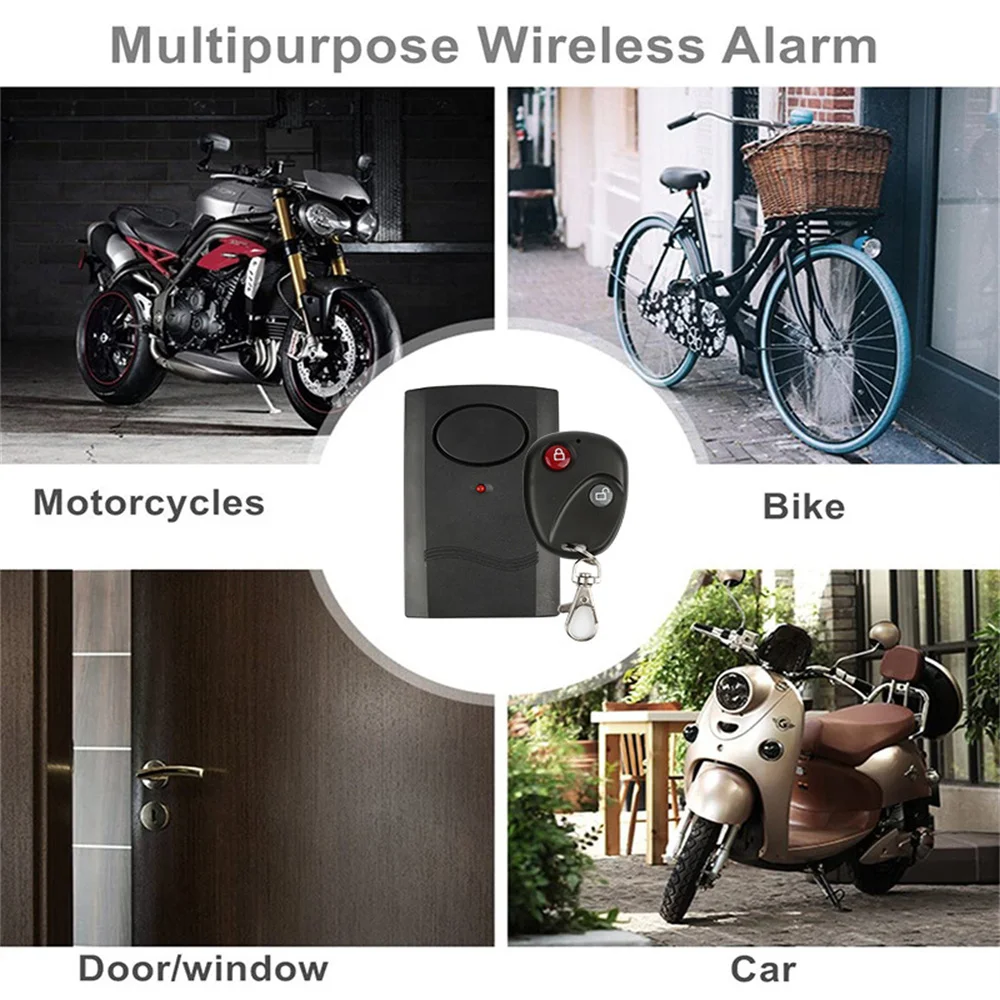 Motorcycle Car Door Window Anti-Theft Alarm Wireless Vibration Sensor 120dB Remote Control Home Security