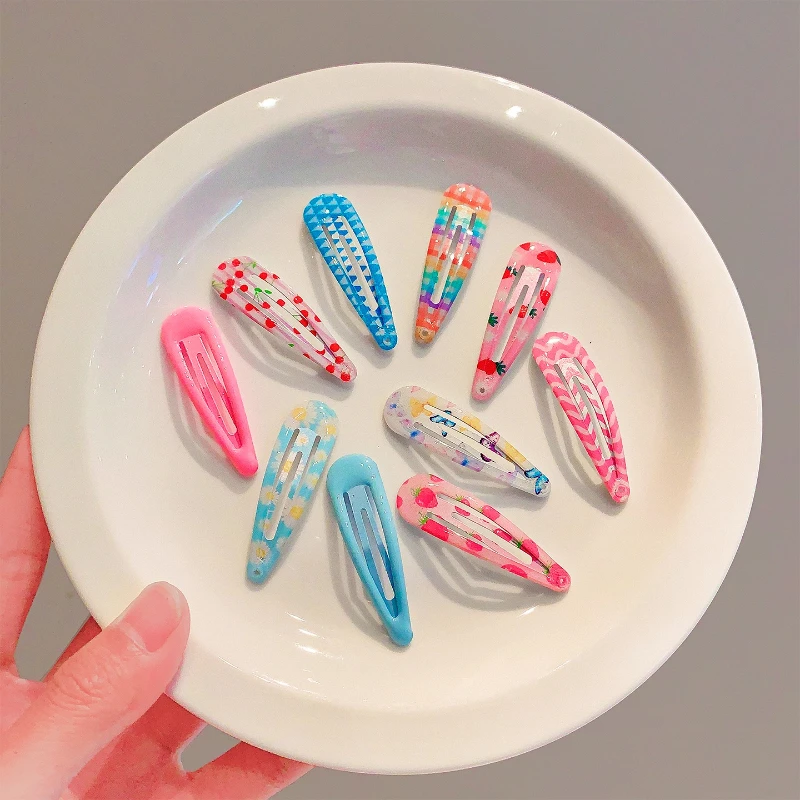 

Набор из 10 новых детских заколок для волос: яркие клетчатые украшения, милые клубничные заколки-зажимы для девочек, аксессуары для волос для детей