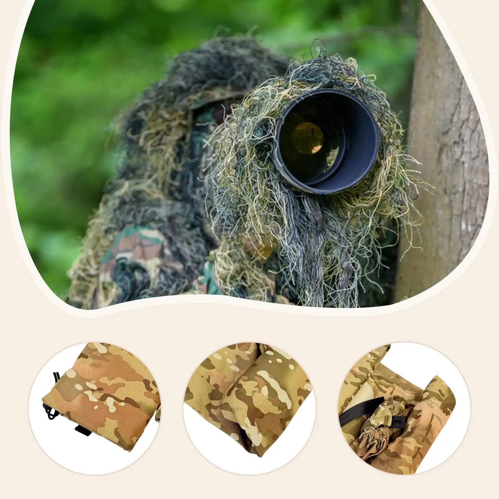 كرسي تخييم مموه، مدمج مع حقيبة تخزين، مقعد أرجوحة، مقعد للتخييم على الشجرة، للسفر والصيد في الهواء الطلق #5