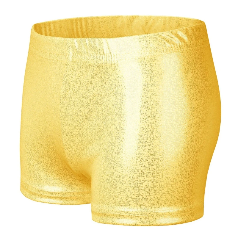 3-8T Athletic Gymnastics Kids Glossy Dance Shorts Belly Dance Safety Shorts High Elastic Breathable Shiny Glitter Boxer Shorts