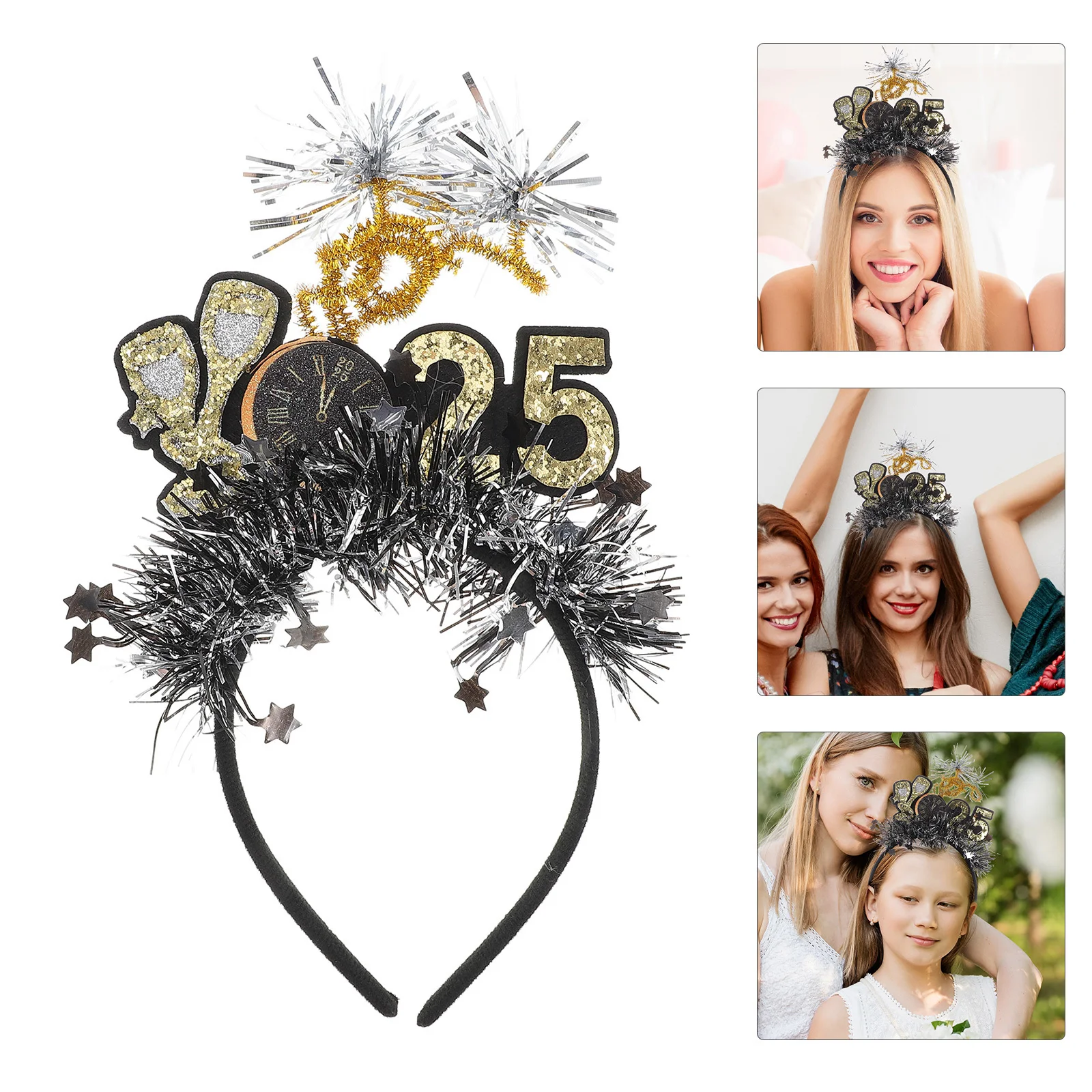 

2025 Happy New Year Headband Festive Party Accessory Reusable Nye Celebration Wearable Crown For Adults Unisex Party