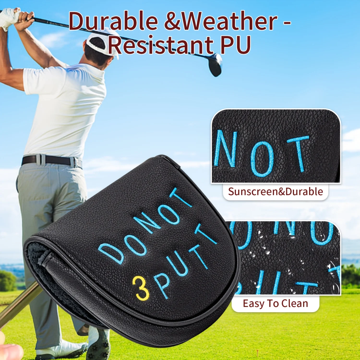 1pc Don't Put Style Club Head Cover, Golf Putter Club Head Cover, Half Circle Putter Head Cover, image 4