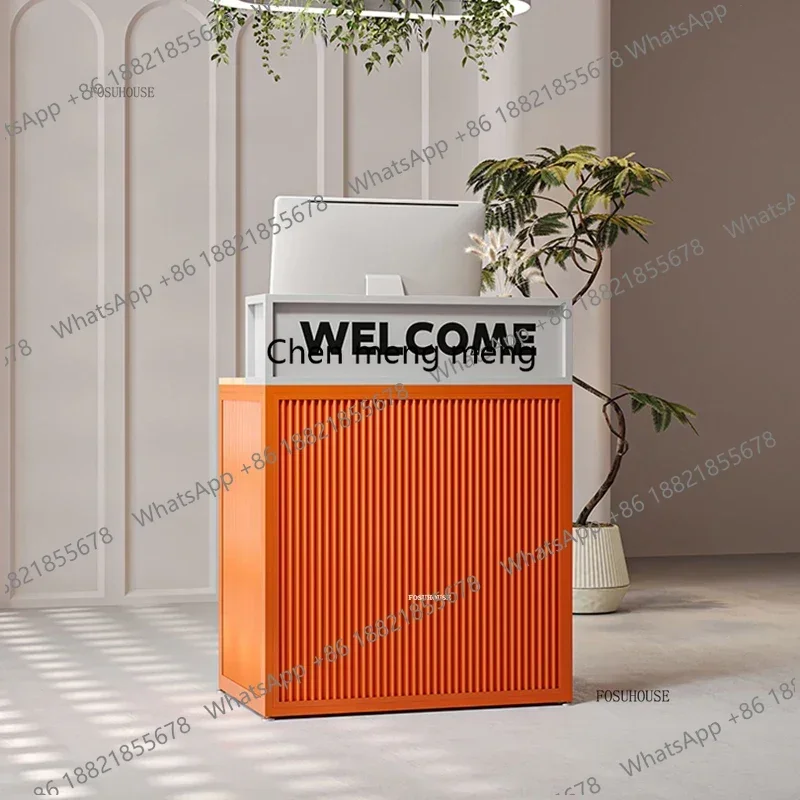 Minimalist Designer Metal Reception Desks for Small Commercial Shop Cash Register Counter High-end Front DeskzE5556