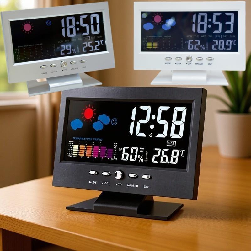  1 Set Hygrometer Calendar Digital LCD Display Temperature And Humidity Meter Multi-functional Weather Station Clock