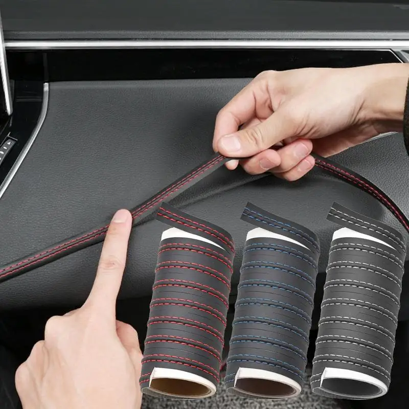 Auto Leather Decoration Line DIY Braid Strip Car Self Adhesive Moulding Trim Automobile Interior DIY Strip Decor Accessories