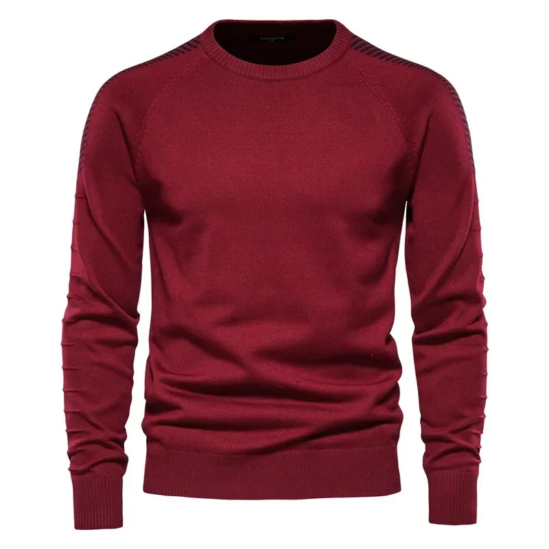 Men\'s Round Neck Sweater Men\'s Japanese Solid Color Simple Basic Shirt Men\'s Spring and Autumn Oversize Sweater