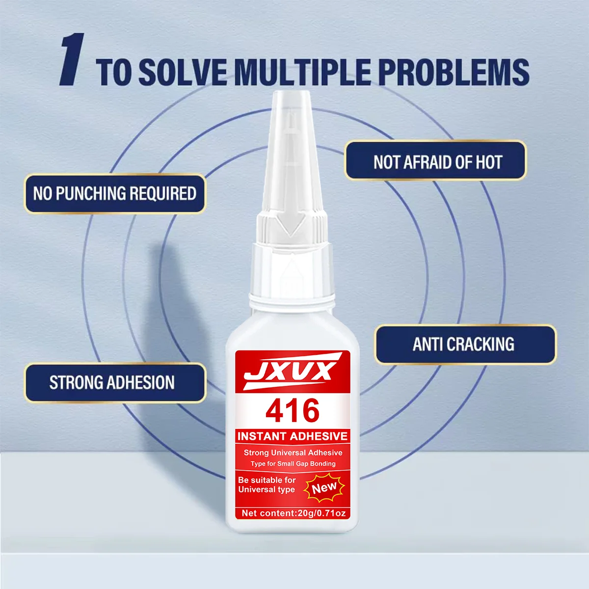 416 Adesivo industrial de secagem instantânea, forte e rápido, super cola, cianoacrilato, superfície não branqueadora, para plásticos, carpintaria, reparação de calçado, reparação de espelhos e janelas, com clipes