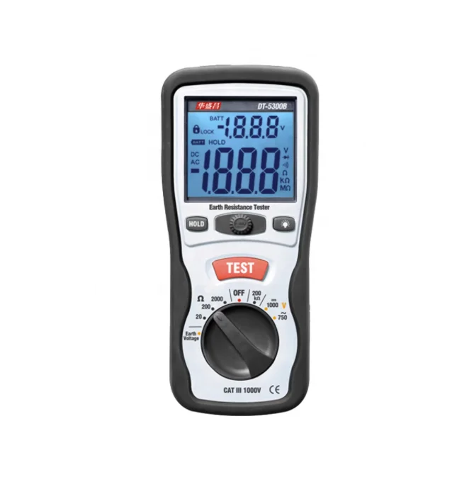 

DT-5300B Earth Ground Resistance Testers Backlight Low Battery Indication Digital Display Megohm Resistance Meter