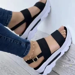 Sandały damskie lekkie buty na koturnie dla kobiet letnie sandały buty na platformie na obcasie Sandalias Mujer w stylu casual, letnia buty