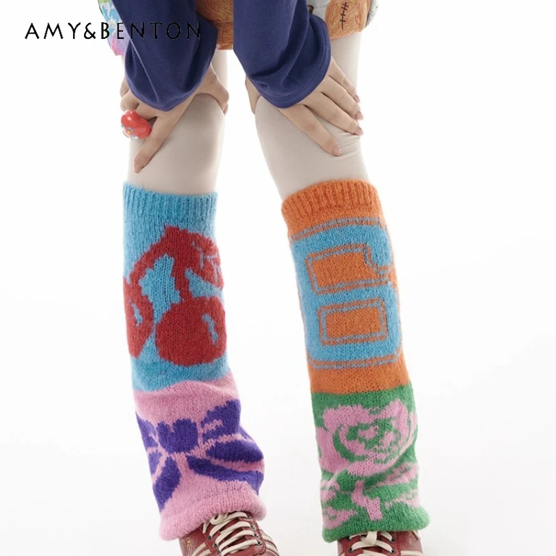 automne-hiver-nouvelle-laine-epissage-colore-epais-tricot-femmes-bonneterie-conception-originale-y2kt-mignon-rajeunissant-chauffe-pieds-dames