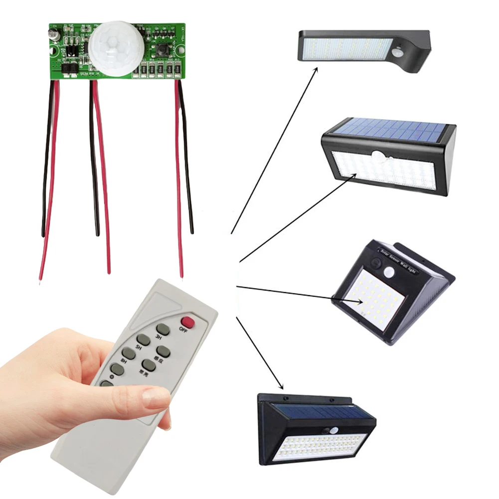 3.2 V 3.7 V Solar Lamp Board Controller Module Infrared Human Body Induction Solar Street Light Driver Board with Remote Control